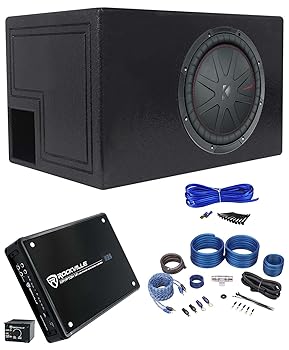 【中古】KICKER 48CWR122 COMPR12 1000W 12インチ サブウーファー+ベントボックス+モノアンプ+アンプキット