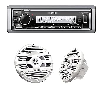 【中古】【未当て嵌める】Kenwood KMR-M332BT 鉄道車両\u0026米国海兵隊員ステレオ KFC-1653MRW 6.5in 2ウェイマリンスピーカー ありの実 (タン) 1個 TV・オーディオ・カメラ-オーディオ