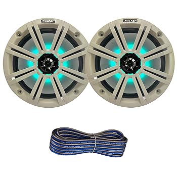 【中古】Kicker 8in 2通い路 最大限度ワット数300ワット 同軸米国海兵隊員オーディオ マルチ色つや LED金棒引き 白いこと食べ物屋 50フート 16ゲージスピーカーワ
