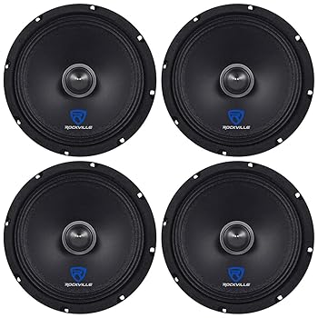 【中古】【未使用】Rockville RXM84 8インチ 1000w 4オーム ミッドレンジドライバー カースピーカー ミッドバス 4個