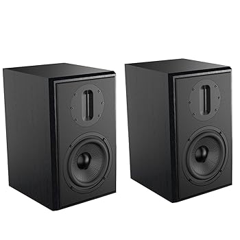 【中古】SAMTRONIC パッシブブックシェルフスピーカー 5.25インチ高出力ウーファーと4インチのリボンツイーターウッドカラー、ペア - 動作するにはアンプ