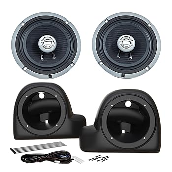 【中古】Kenwood XM65F 6.5インチ 同軸スピーカー CA-POD14AC下部フェアリングスピーカーポッドアダプター付き 一部の2014+空冷HDオートバイ用に設計