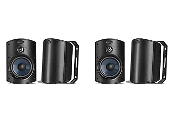 【中古】Polk Audio (豚肉オーディオ) Atrium 4 アウトドア金棒引き 低音部照りかえすエンクロージャ付き添い人 | 金棒引き4容器に並べる (2有りの実、黒いこと) - 全天候型