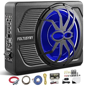 【中古】FOLTUSYMY 10インチ 800W パワードカーサブウーファー、2025 スリムアンダーシートカーサブウーファー電源、高/低レベル入力、車/トラックオーデ|AJIMURA-SHOP
