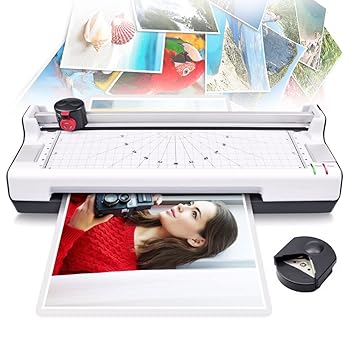 【中古】6 in 1 ラミネーター、2 ローラー システムを備えたコールド/ホット ラミネート機、速度 300mm/min、フォトシール機 ペーパー トリマー、ペーパ