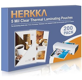 【中古】【未当て嵌める】HERKKA ラミネートシート 200枚風呂敷き包み 5圧砕機 澄み切った サーマルラミネートポーチ ラミネートシート質問用紙 ラミネート用 ラウンド端っこ 置き手紙大きさ