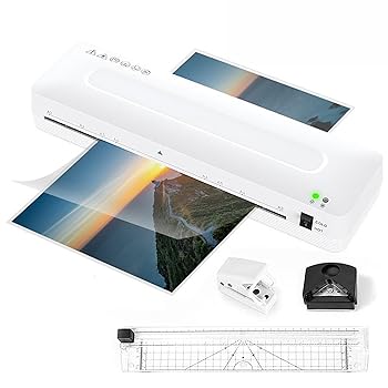 【中古】【未使用】ラミネーターマシン インジケータライト付き、ポータブルサーマルラミネーター、40個のラミネートポーチ付き、高速ウォームアップと2つの加熱モ