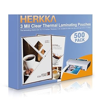 【中古】HERKKA ラミネートシート 500枚容器に並べる 8.5 x 11inの居敷きを納める 3圧砕機 読みやすい 感熱ラミネートパウチ 9 x 11.5in ラミネーター用ラミネ
