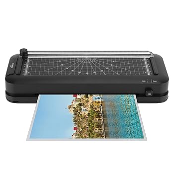 【中古】写真自動ラミネート機、ラミネートバッグ10枚、研削機能付きラミネーター、穴開け、ペーパーカット機能 EU 220?240V
