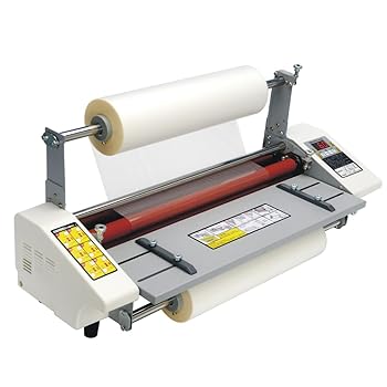【中古】【未使用】ホットコールドロールラミネーター、業務用ラミネーターマシン、片面および両面ラミネートマシン、A2+紙ラミネートマシン、0-180℃調整可能、LCD