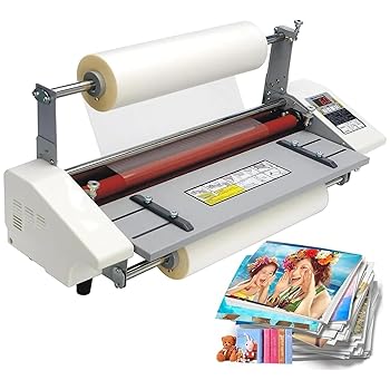 【中古】ホットコールドロールラミネーター、デジタルディスプレイ片面および両面熱ラミネート機、9スピード調整フィルム厚さ0.1?5mm、4つのローラー付