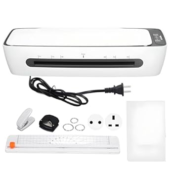 【中古】【未使用】6 In 1 サーマルラミネーターマシン、600W 2 ローラーホットコールドロールラミネーター、ペーパーカッター、トリマー、丸穴パンチャー付き、ラ