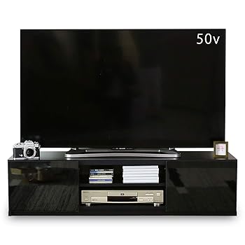【中古】DORIS ドリス テレビ台 ローボード 幅120 前面鏡面仕上げ 50型 組立式 ブラック ルクス120【13335】