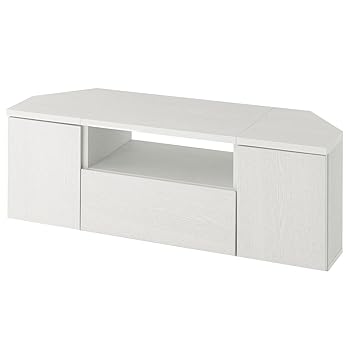 【中古】ぼん家具 テレビ台 コーナー ローボード コーナーテレビ台 幅120cm 最大46型 テレビボード 引き出し付き 収納 ホワイト｜AJIMURA-SHOP