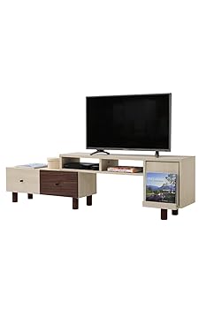 【中古】JKプラン 角におけるテレビ台 40型対応 40インチ 幅105 高さ45 脚付き フラップ扉 ナチュラル べージュ TSFMB0005NADB