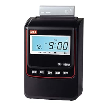 【中古】【未使用】マックス 電子タイムレコーダー 電波時計付き ER-110SUW ブラック ER90721