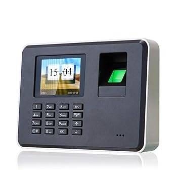 【中古】【未使用】タイムレコーダー 指紋タイム出席機カラースクリーンサインイン機指紋サインイン機 勤怠 出退勤管理 オフィス 工場 ホテル 学校 (色 : Black, Si