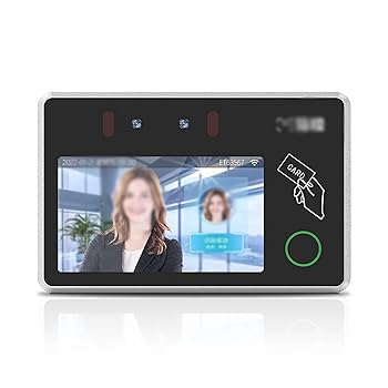 【中古】タイムアテンダンスマシン 5インチ顔認証出退勤管理機 指紋顔認証入退室管理機 従業員チェックインレコーダー (色 : Silver, Size : One size)