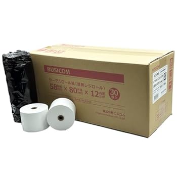 【中古】ビジコム完全無欠 国産 感熱金銭登録器渦巻形紙 58粍幅×外径80φ×口径12粍 30巻 芯あり 超高保護すること ST588012EX-30N