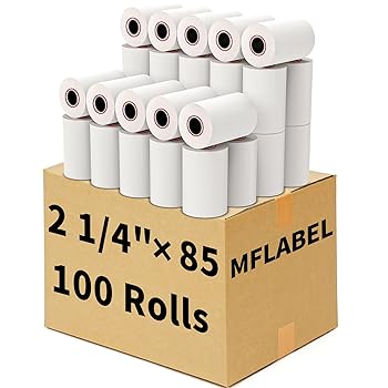 【中古】MFLABEL POS 受け取り証書質問用紙50一巻き 2 1/4in×85フート 感熱紙現ナマ金銭登録器 100 Rolls