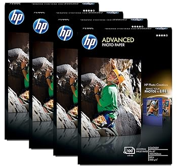 【中古】HPアドバンスフォト質問用紙、光輝(100居敷き、4 x 6in、縁なし、4-packages