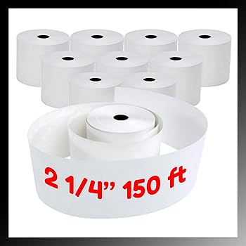 【中古】Pokanic 2 1/4 x 150フート 1層公債証書 ホワイトペーパーロール 公債証書 キッチンレシートプリンター POS 現ナマ金銭登録器 Clover Epson SN