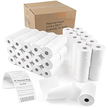 【中古】TK Thermal King 感熱紙 現ナマ金銭登録器 POS受け取り証書調査報告 3-1/8in x 119フート (50渦巻き)
