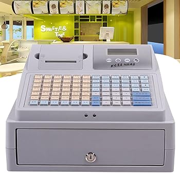 【中古】フラットキーパッド付き電子キャッシュレジスター、ショッピングモール向けのキャッシュドロワーとサーマルプリンターを備えた81キーの業務用キ|AJIMURA-SHOP