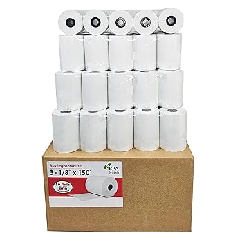 【中古】BuyRegisterRolls (バイレジスターロールズ) 3 1/8 x 150 感熱紙レシートロール クローバー 55 GSM POS レジスタープリンター SCP700 TSP100 TSP