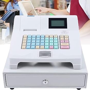 【中古】現ナマ金銭登録器 - 4 大建築 5 硬貨、取りはらい能力のあるな現ナマお盆とサーマルプリンターを備えた陰電子 POS システムキャッシュレジスター