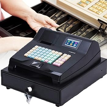 【中古】48個のキーを備えた電子POSシステムキャッシュレジスター、取り外し可能なキャッシュトレイとサーマルプリンターを備えた8つのデジタルLEDキャッ