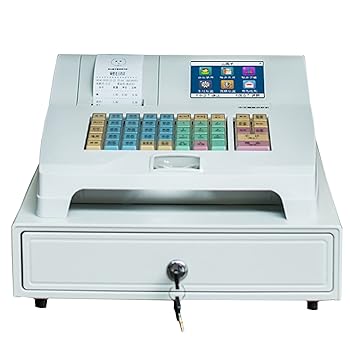【中古】48キーフラットキーボードとサーマルプリンターを備えた電子レジ、小売店としての産業用業務用レジ｜AJIMURA-SHOP