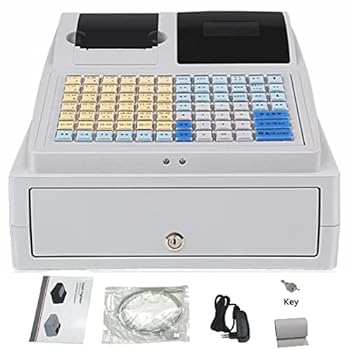 【中古】陰電子金銭登録器、抽き出し付き添い人81手がかり陰電子金銭登録器、平ったい鍵盤およびサーマルプリンター、8デジタルLEDお役目用金銭登録器