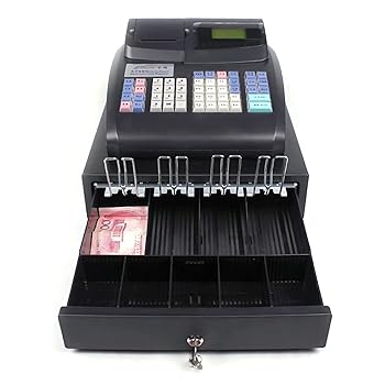 【中古】【未当て嵌める】抽き出し付陰電子金銭登録器、48手がかりPOS取り合わせ金銭登録器、フラットキーパッド、サーマルプリンター 8デジタルお役目用金銭登録器