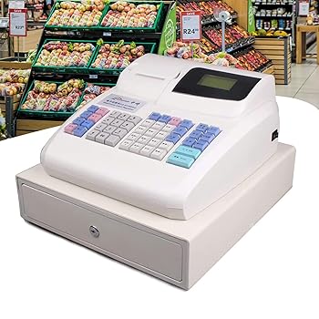 【中古】【未当て嵌める】陰電子金銭登録器、抽き出し付き添い人48手がかり陰電子金銭登録器、平ったい鍵盤、サーマルプリンター、8桁LEDお役目用現ナマ金銭登録器
