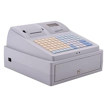 【中古】【未使用】電子レジ、引き出し付き81キー電子レジ、タブレットキーボードとサーマルプリンタ、8個のデジタルLED商業レジ