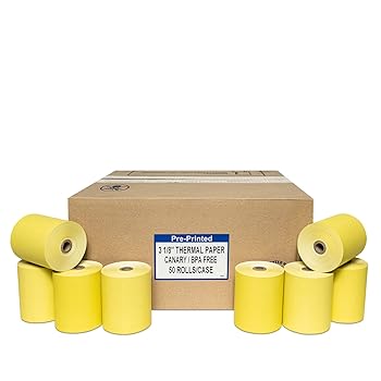 【中古】3 ? 1 / 8 \" x 230 \u0027 Colored Thermal渦巻形紙 黄色"