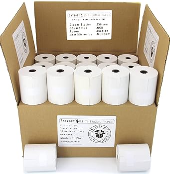 【中古】感熱紙ロール 3 1/8 x 230 - (32) CCレシート用紙パック BPAフリー POS端子用 クローバーステーション Epson Star tsp100 Bixolon Citizen｜AJIMURA-SHOP