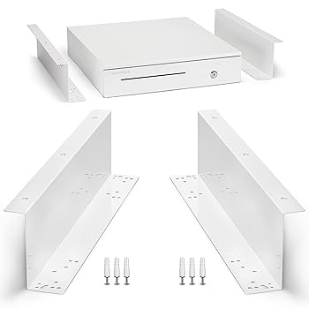 【中古】キャッシュドロワー カウンター下マウントメタルブラケット - 16インチ x 5インチ x 2インチ ホワイト 高耐久 スチールマウントブラケット デス｜AJIMURA-SHOP
