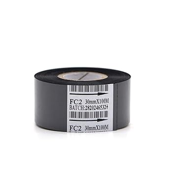 【中古】10ロール FC2 30mm x 100m 熱転写リボン 日付コーダープリンターマシン用 HP-241 241B 241S TJ-08 DY-8 DY-6 (ブラック)