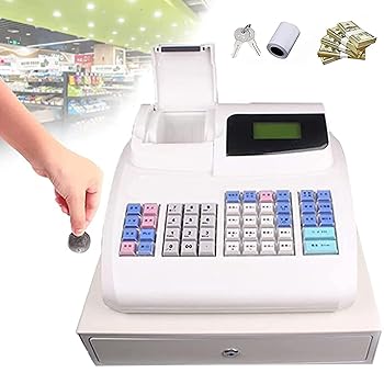【中古】【未使用】電子キャッシュレジスター、48個のキーを備えたストアキャッシュレジスター、小規模ビジネス小売店スーパーマーケット食料品用の8デジタルLEDキ