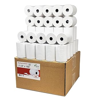 【中古】感熱紙ロール 3 1/8 x 150 - アメリカ製: [50/パック] BPAフリー 50 GSM ソリッドチューブコア CC レシート用紙 POS端子用 キャッシュレジスター