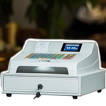 【中古】現ナマ金銭登録器 - 取りはらい能力のあるな現ナマお盆とサーマルプリンターを備えた陰電子現ナマ金銭登録器、48手がかり8デジタルLEDディスプレ