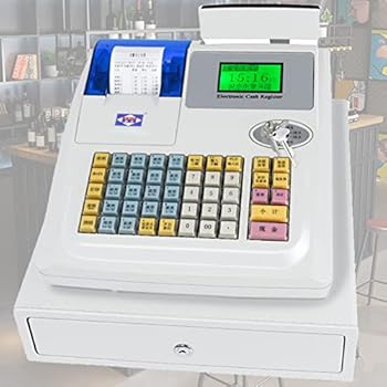 【中古】【未使用】電子キャッシュレジスター、引き出し付き48キー電子キャッシュレジスター、小売店およびレストランストアスーパーマーケット用の8デジタルLEDデ