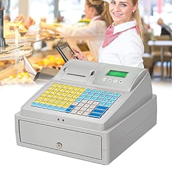 【中古】【未使用】8つのデジタルLEDディスプレイを備えた電子Posシステムキャッシュレジスター、小売POSシステム81キーキーボードキャッシュレジスター、小規模ビ