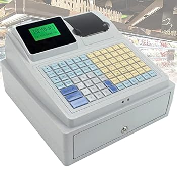 【中古】フラットキーボードとサーマルプリンターを備えた81キー電子キャッシュレジスター、8デジタルLEDディスプレイ小売POSシステムとキャッシュドロワ