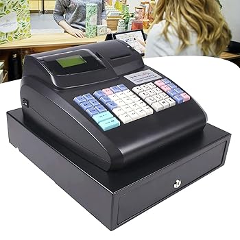 【中古】キャッシュレジスター、取り外し可能なキャッシュドロワーとサーマルプリンターを備えた48キーの電子キャッシュレジスター、小規模ビジネス/小売