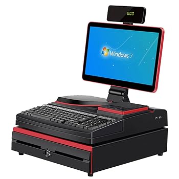 【中古】【未使用】15.6インチディスプレイタッチスクリーンキャッシュレジスター、POSターミナルターミナルマシン、8桁LEDデジタルゲストキャッシュレジスター、ビ