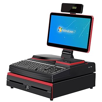 【中古】【未使用】15.6インチディスプレイタッチスクリーン付きキャッシュレジスター、ハンドヘルドスキャナー付きPOS端末ターミナルマシン、デスクトップスキャナ|AJIMURA-SHOP
