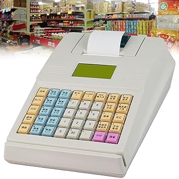 【中古】【未使用】商業用ミニ電子キャッシュレジスター、フル英語キーボード、小規模ビジネススーパーマーケット用、40キースマートティルズ、サーマルプリンター